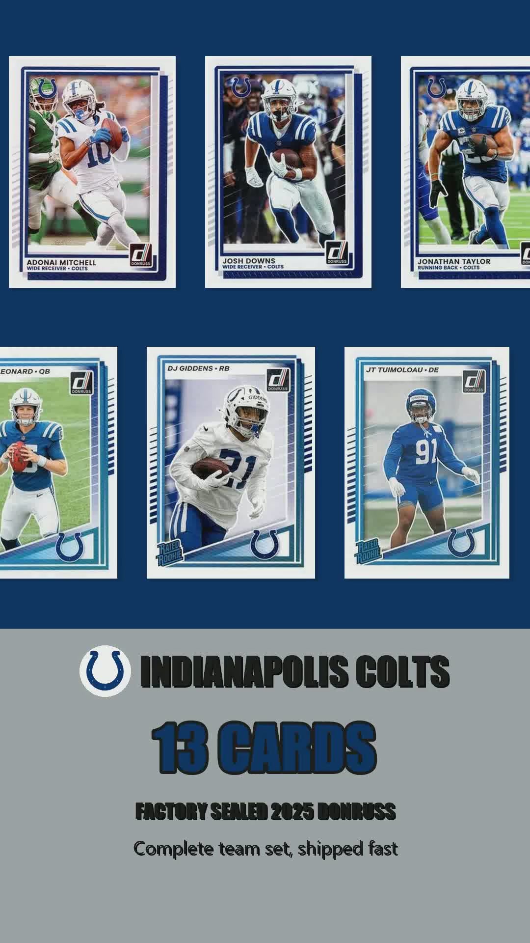 Indianapolis Colts 2025 Donruss factory-sealed team set reel