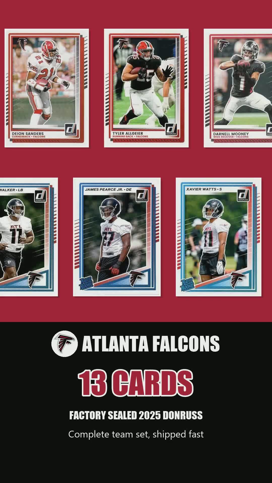 Atlanta Falcons 2025 Donruss factory-sealed team set reel
