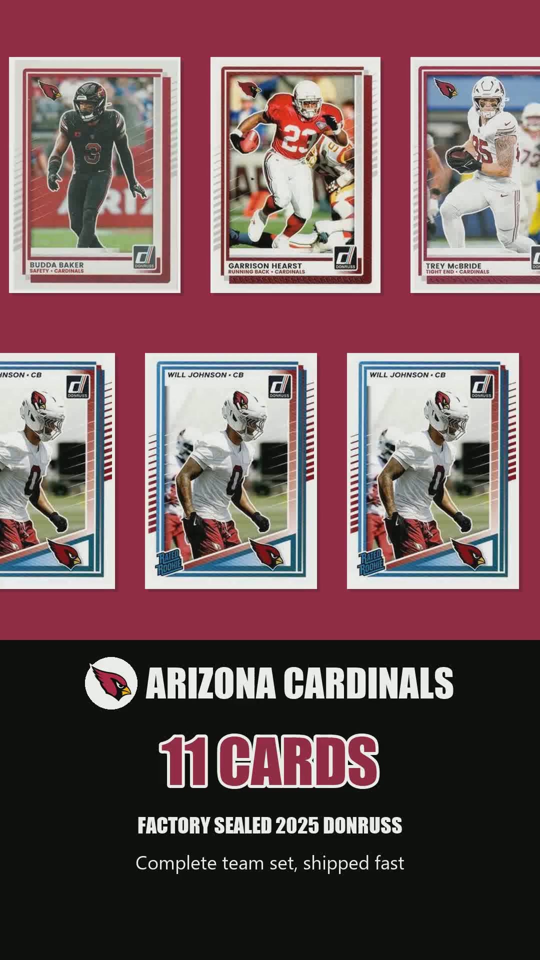 Arizona Cardinals 2025 Donruss factory-sealed team set reel