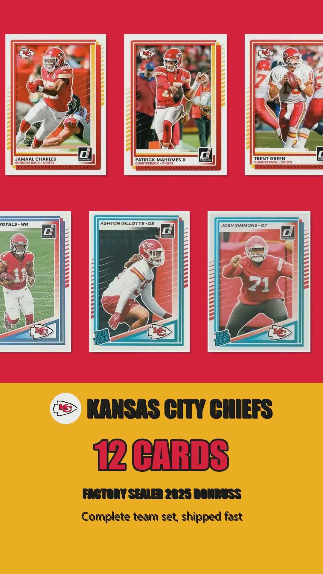 Kansas City Chiefs 2025 Donruss factory-sealed team set reel