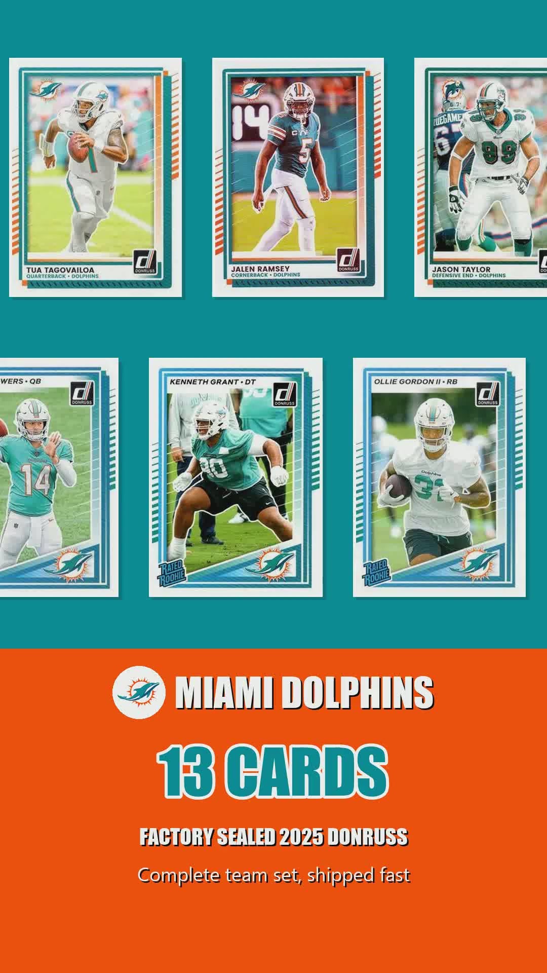 Miami Dolphins 2025 Donruss factory-sealed team set reel