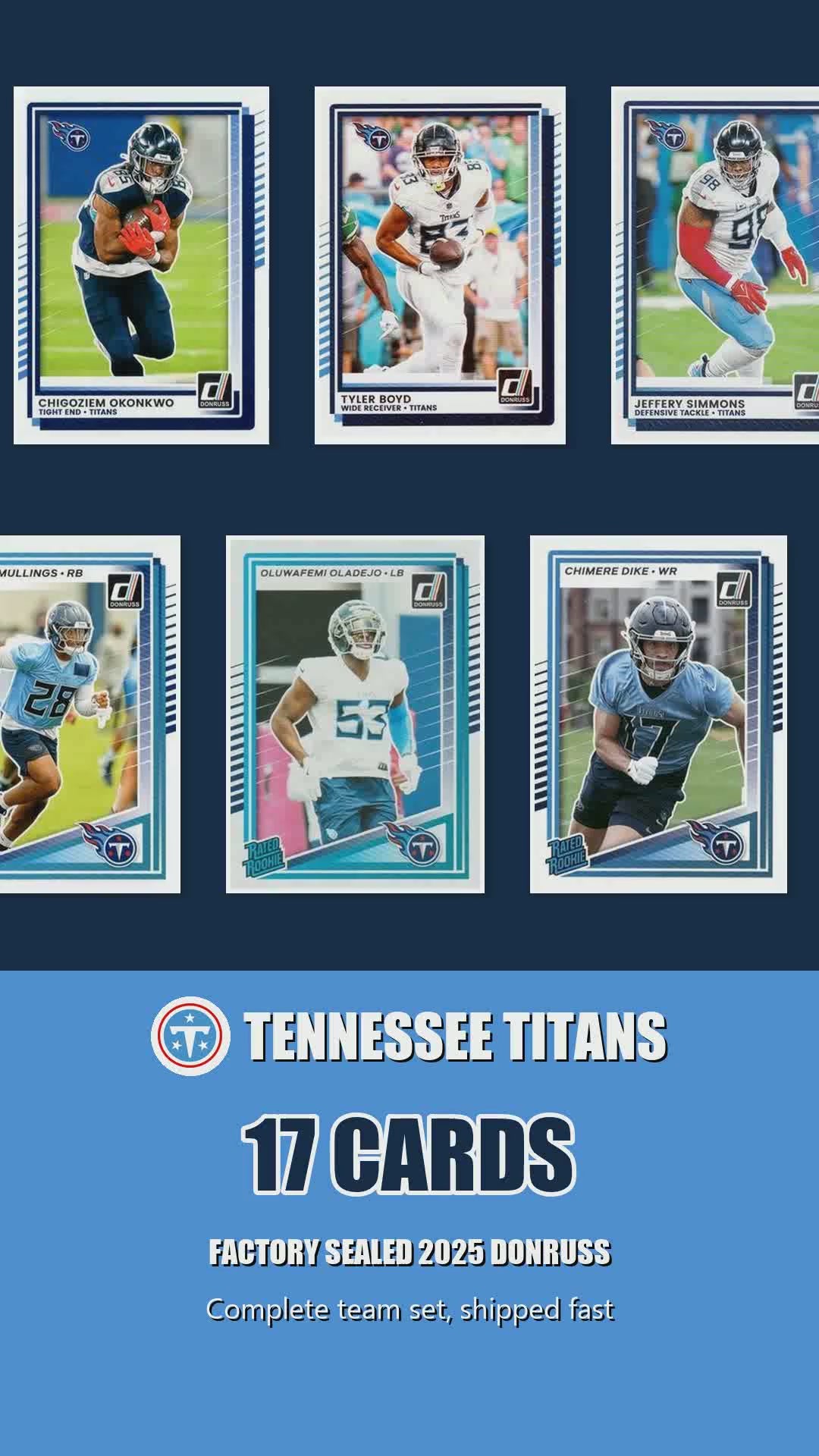 Tennessee Titans 2025 Donruss factory-sealed team set reel