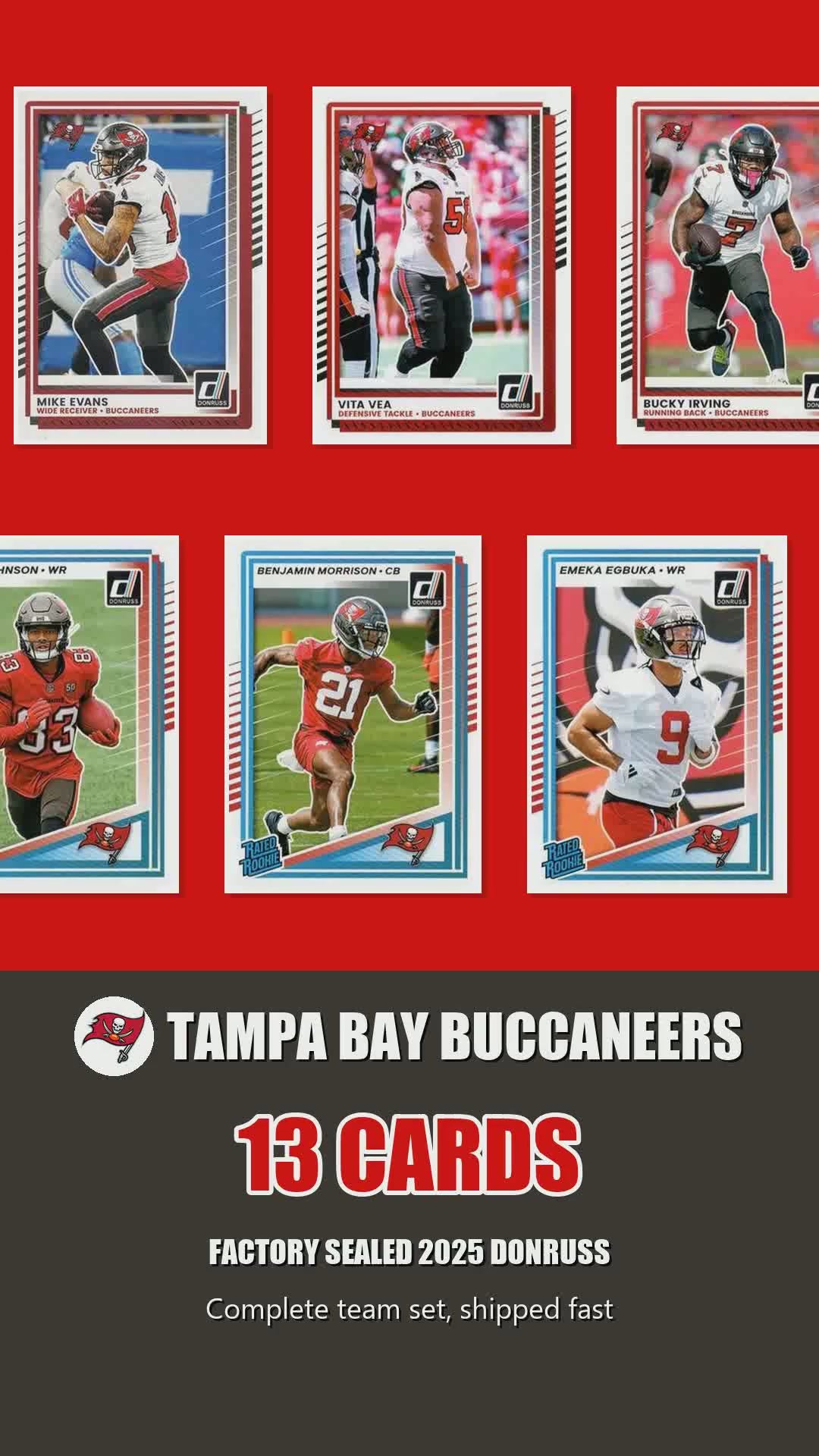 Tampa Bay Buccaneers 2025 Donruss factory-sealed team set reel