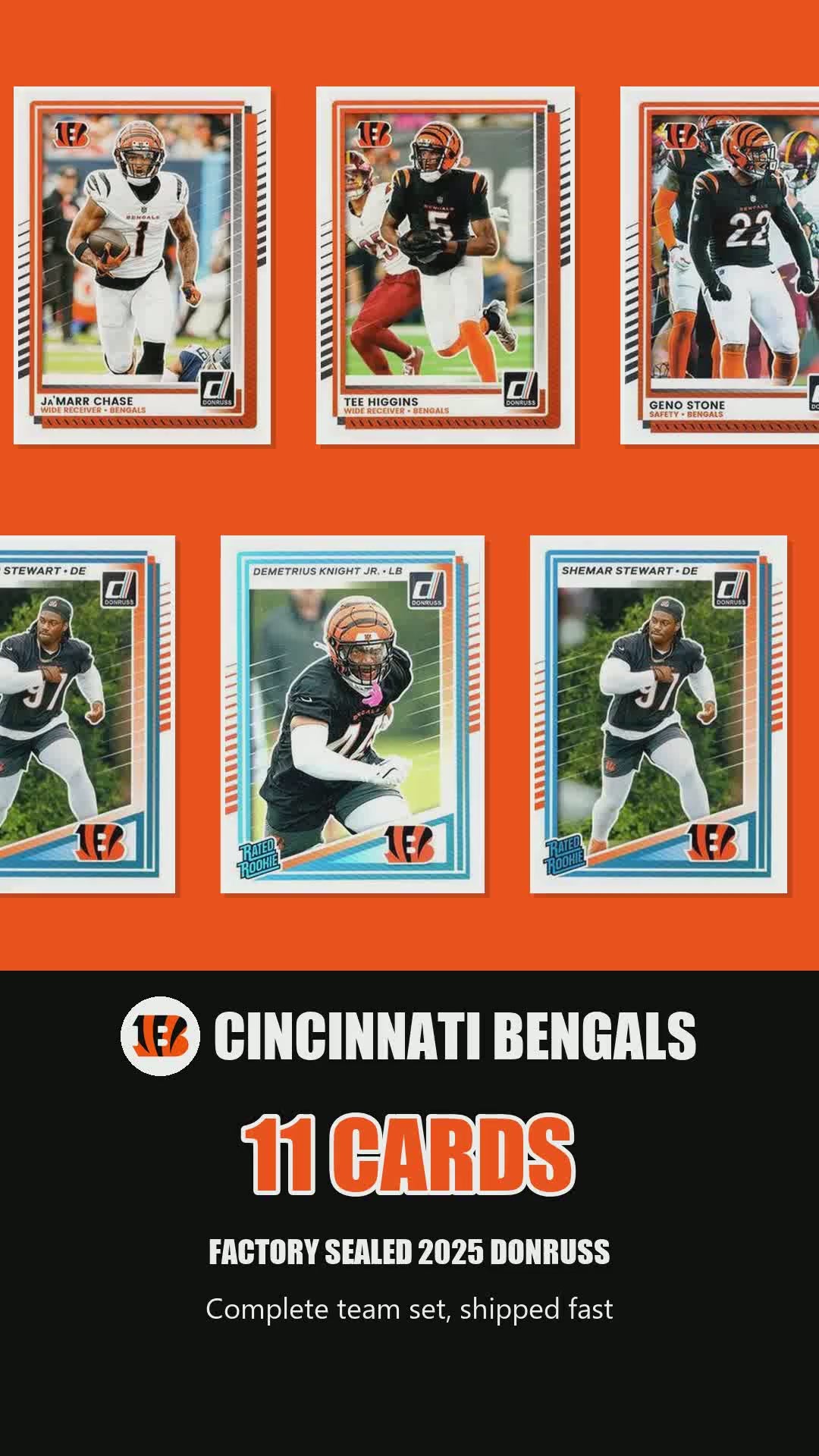 Cincinnati Bengals 2025 Donruss factory-sealed team set reel
