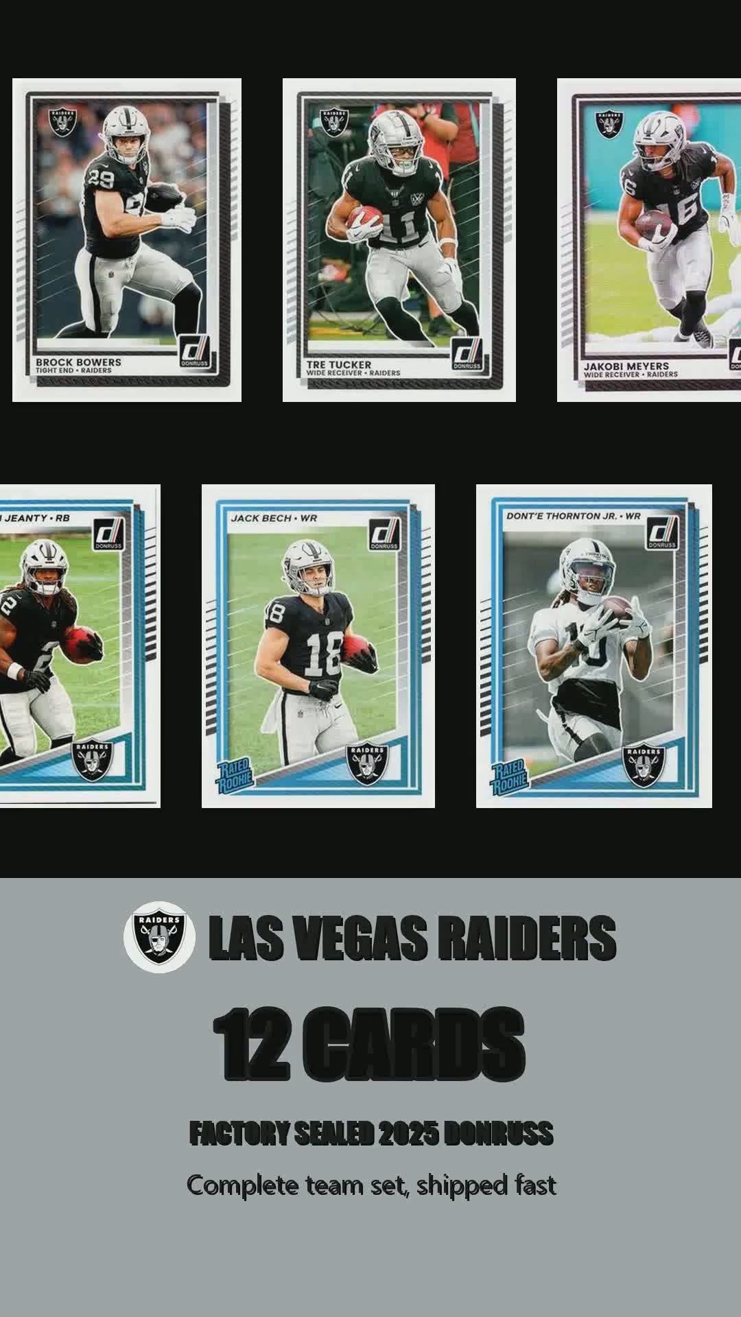 Las Vegas Raiders 2025 Donruss factory-sealed team set reel