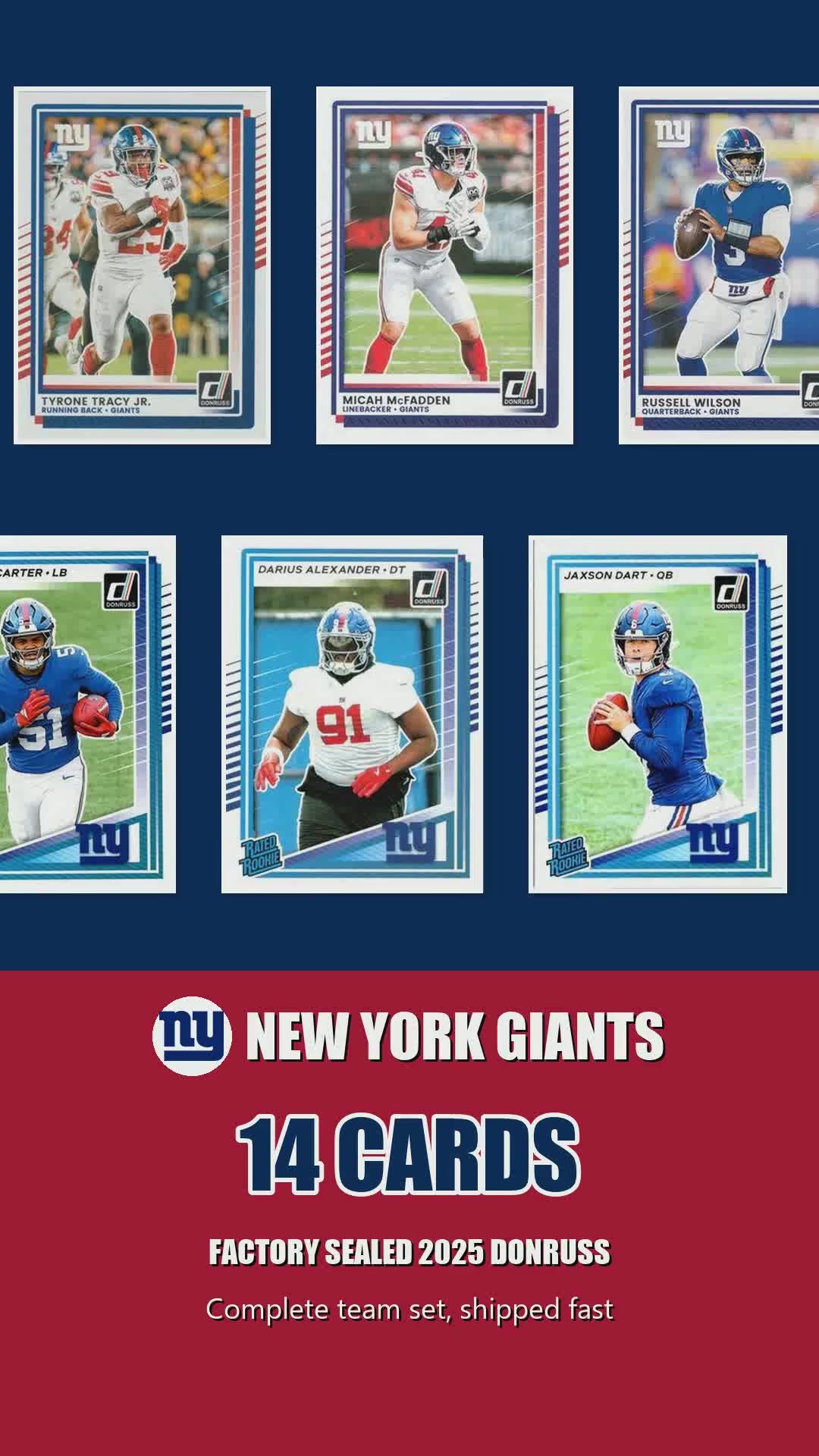 New York Giants 2025 Donruss factory-sealed team set reel