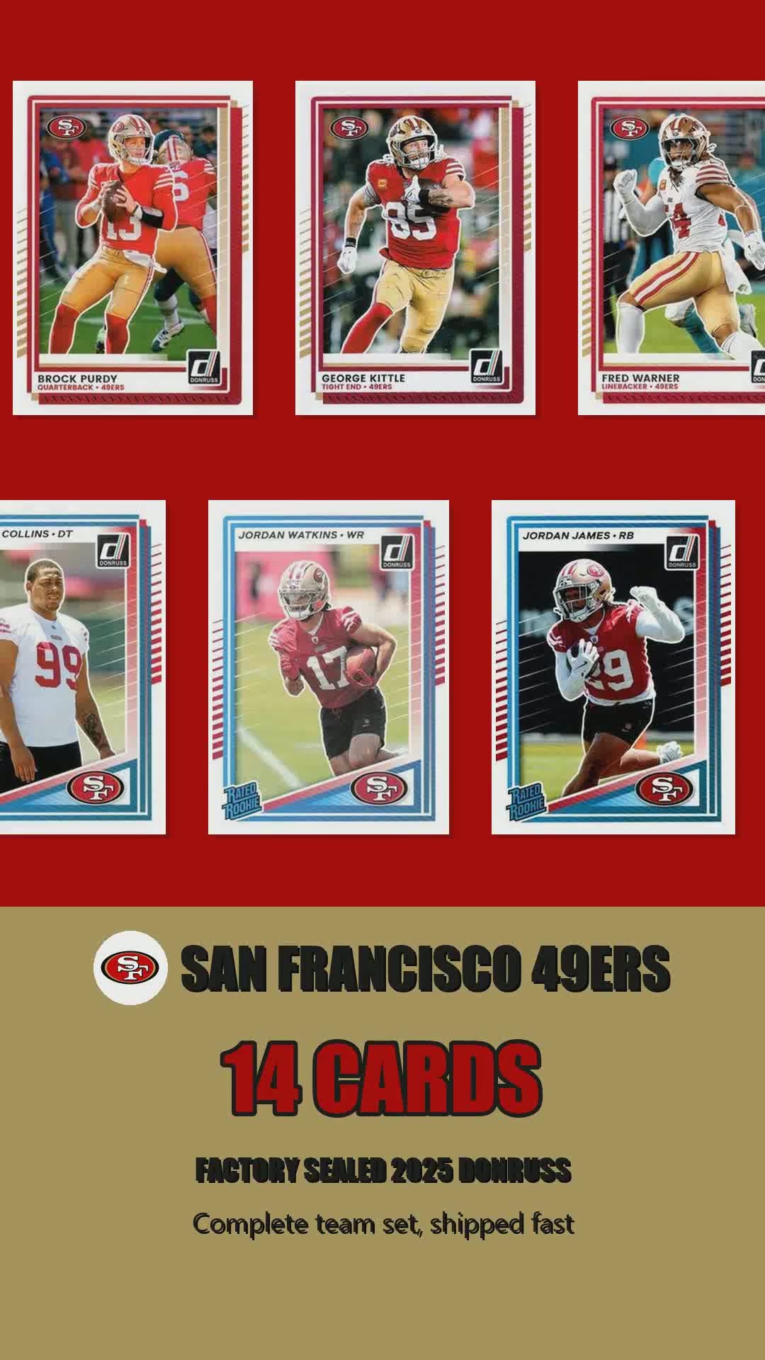 San Francisco 49ers 2025 Donruss factory-sealed team set reel