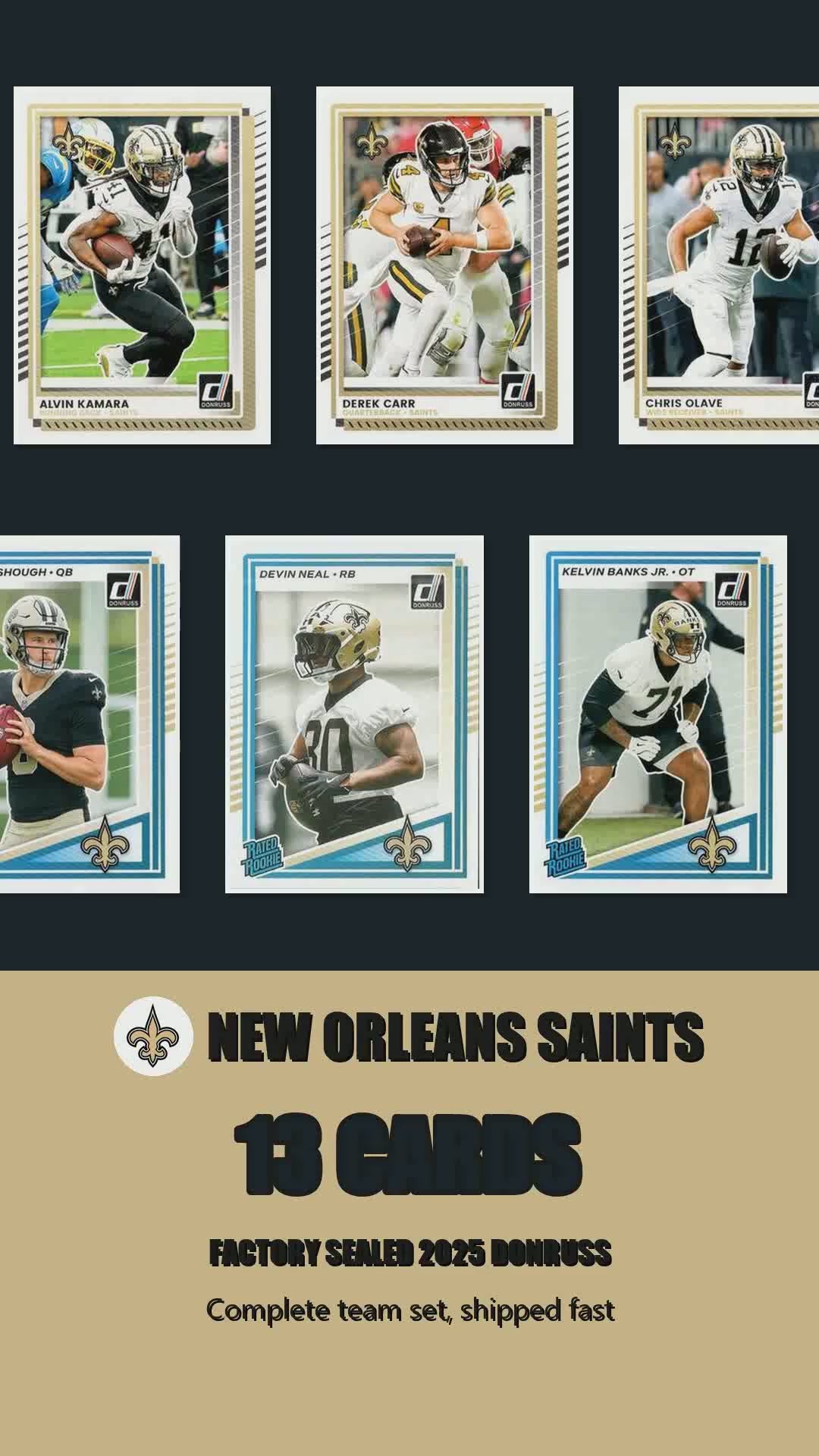 New Orleans Saints 2025 Donruss factory-sealed team set reel