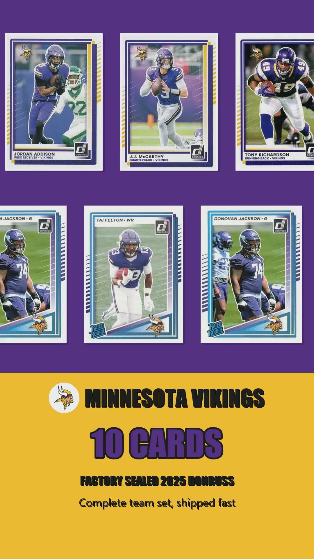 Minnesota Vikings 2025 Donruss factory-sealed team set reel