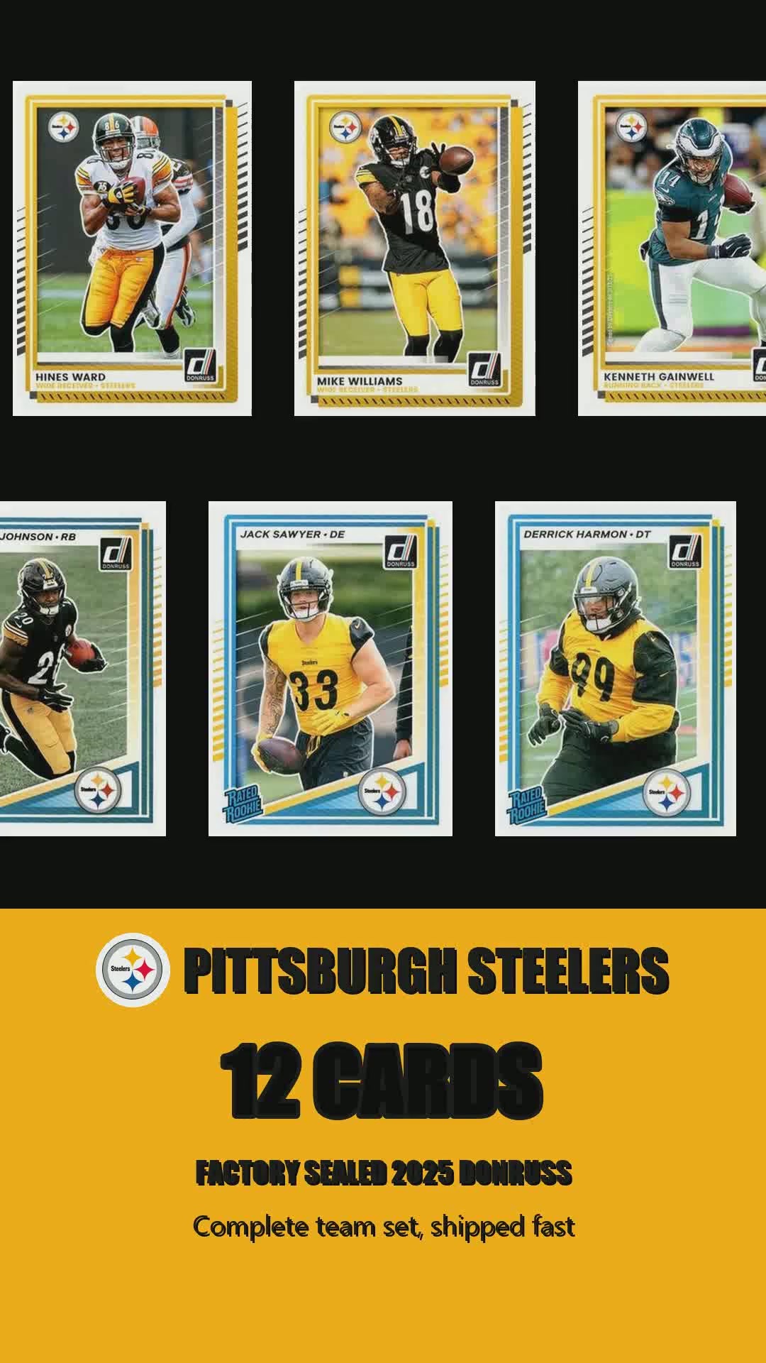 Pittsburgh Steelers 2025 Donruss factory-sealed team set reel