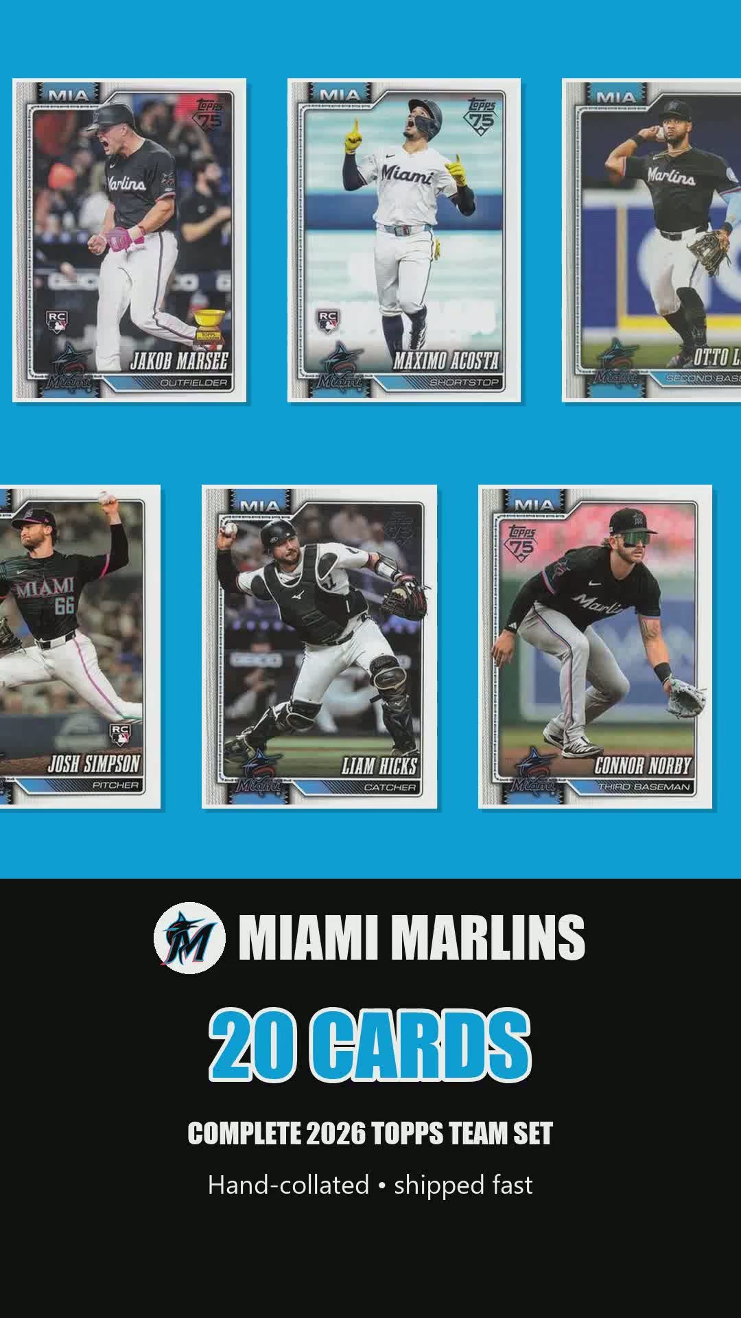 Miami Marlins 2026 Topps Series 1 & 2 team set reel