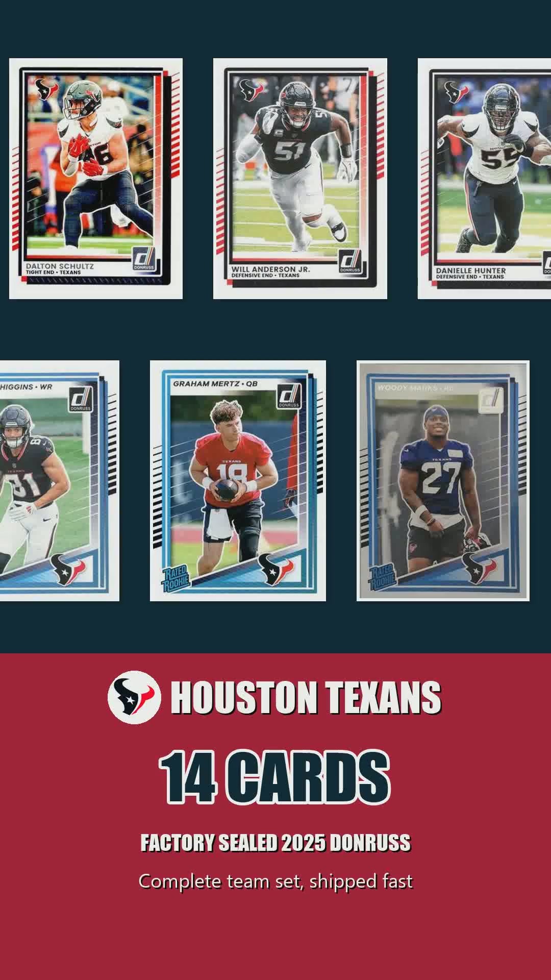Houston Texans 2025 Donruss factory-sealed team set reel