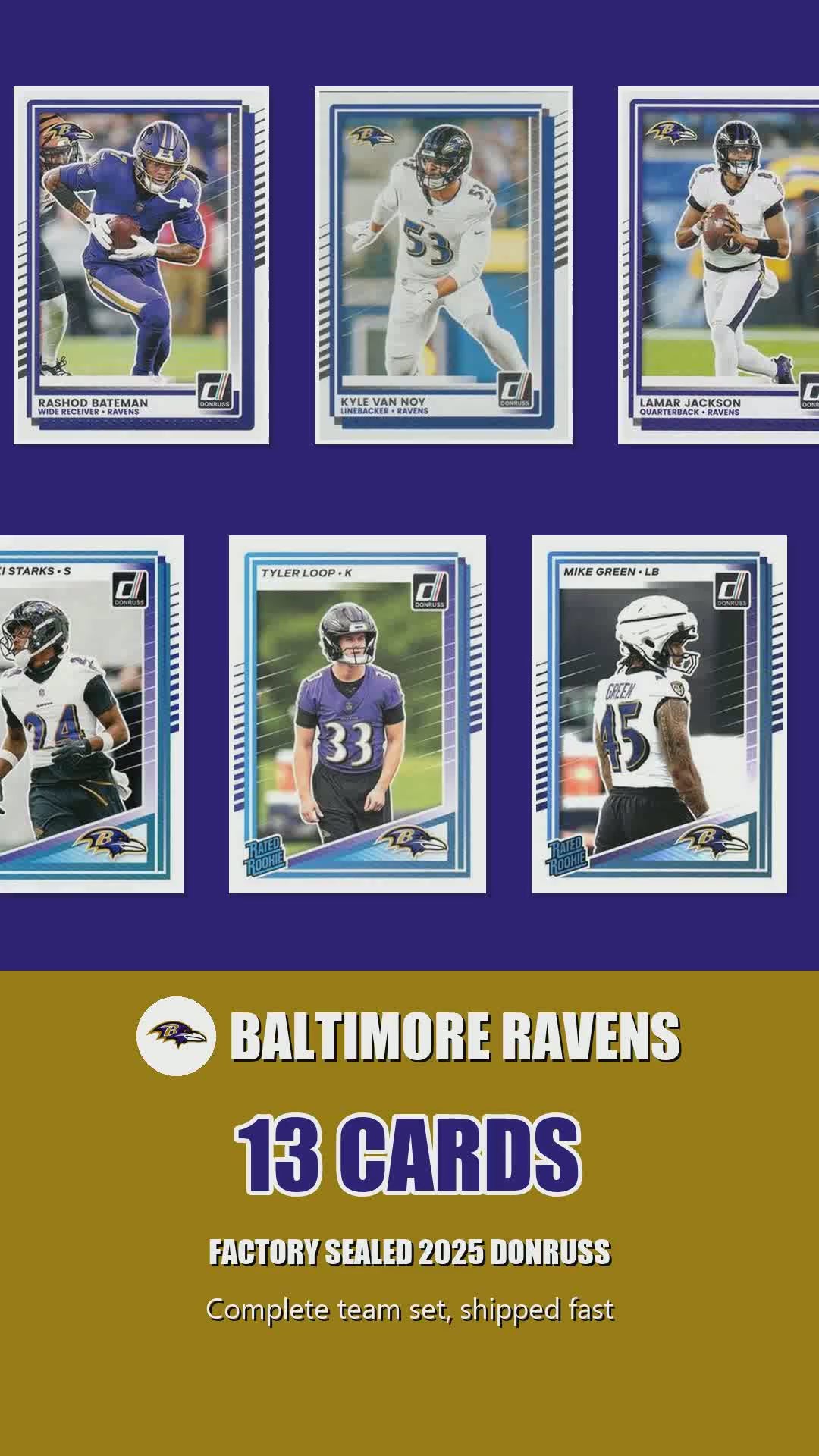 Baltimore Ravens 2025 Donruss factory-sealed team set reel