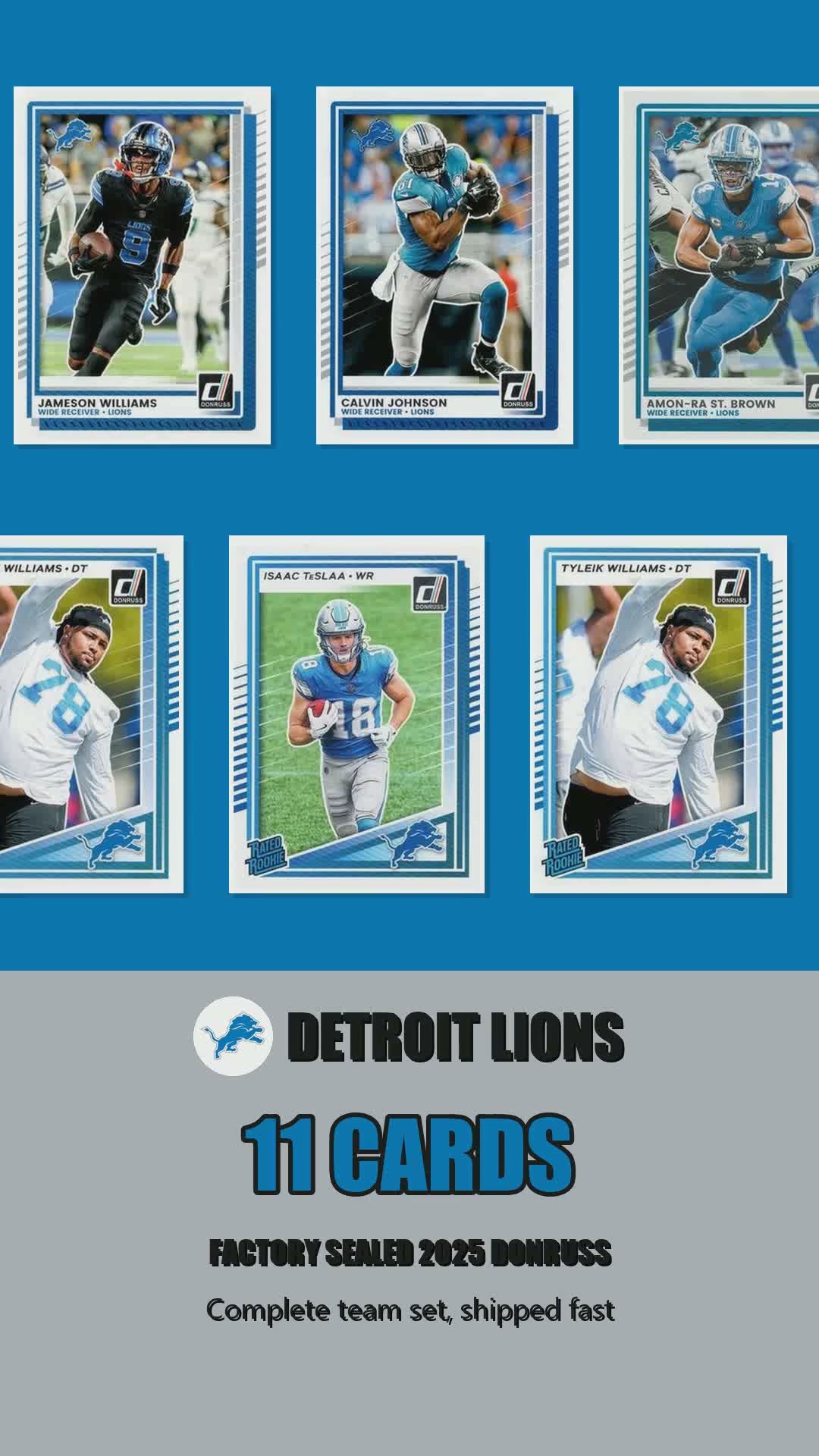 Detroit Lions 2025 Donruss factory-sealed team set reel