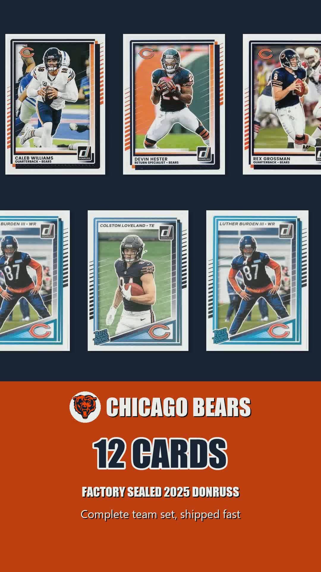 Chicago Bears 2025 Donruss factory-sealed team set reel