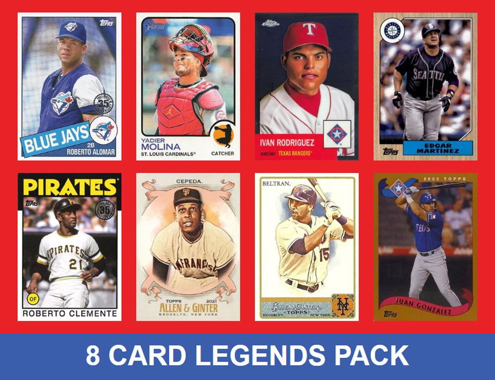 Puerto Rico 8 Card MLB Legends Pack 2024 2023 Topps Bowman Clemente Molina Pudge plaque