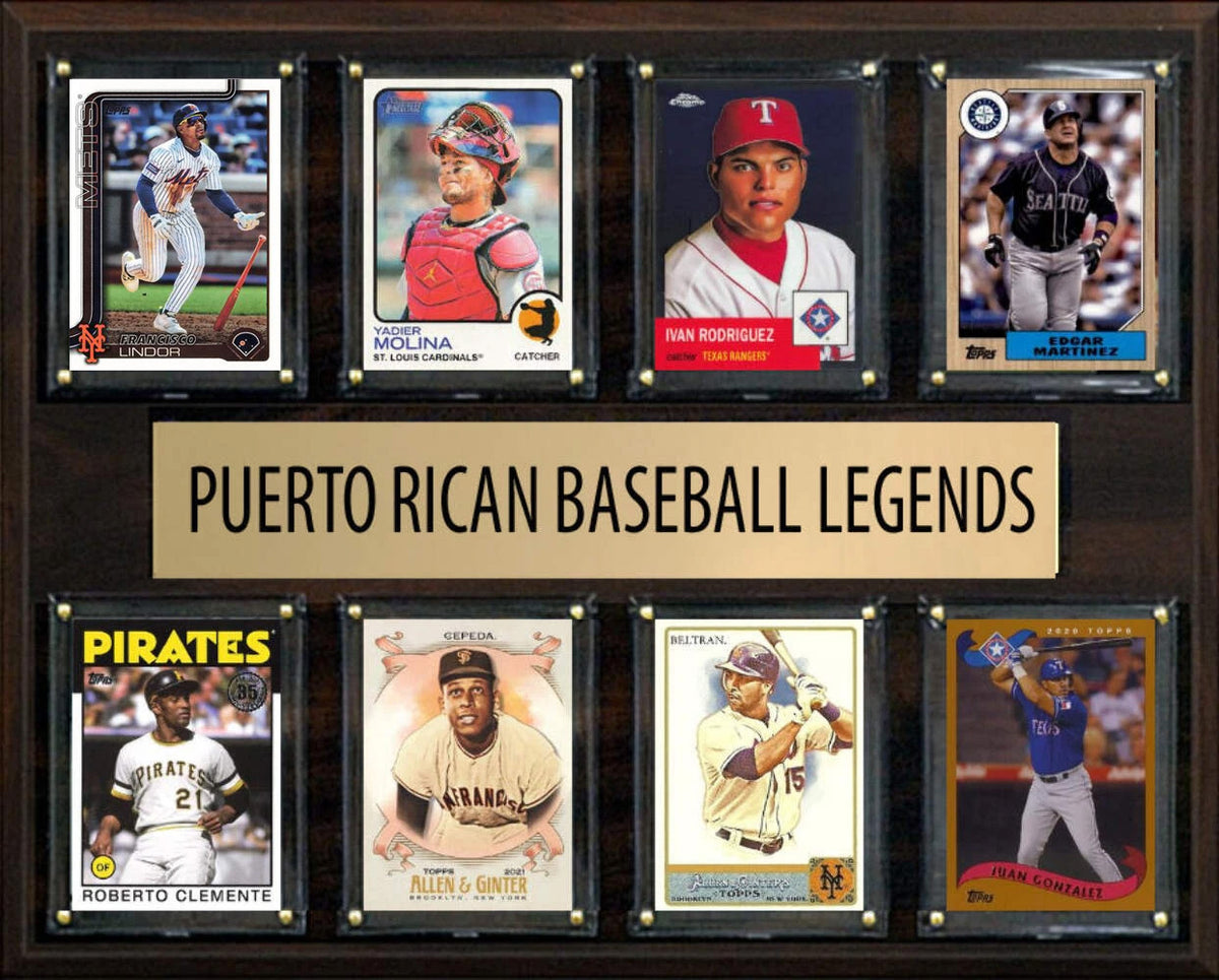 Puerto Rico Legends Plaque 8 Cards Roberto Clemente Cepeda Molina Lindor Beltran hand-collated team set