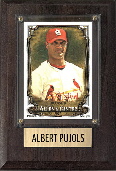 Albert Pujols St Louis Cardinals 2025 2024 Topps Bowman 4x6 Gift baseball plaque with 1 trading card and engraved nameplate, 4x6 fan cave display
