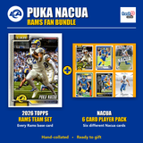 Puka Nacua Los Angeles Rams Football Fan Bundle - 2026 Topps Team Set + 6 Card Player Pack