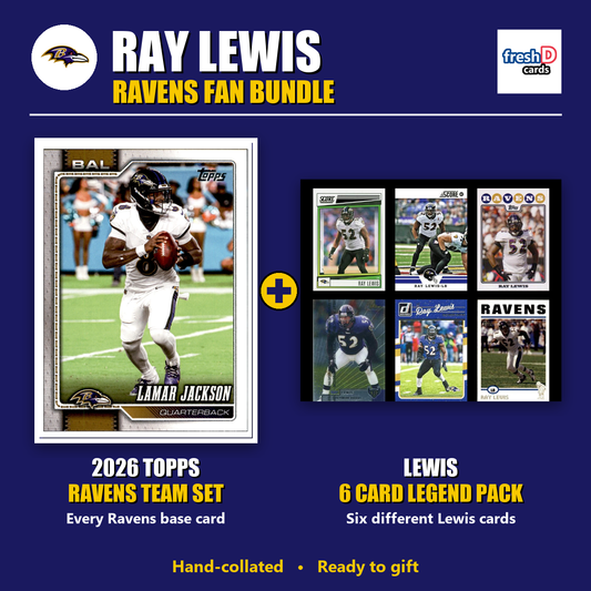 Ray Lewis Baltimore Ravens Football Fan Bundle - 2026 Topps Team Set + 6 Card Legend Pack