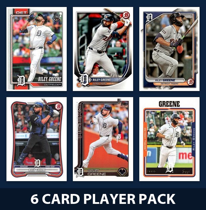 Riley Greene 6 Card Player Pack 2026 2025 2024 Topps Bowman Detroit Tigers