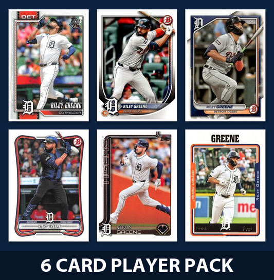 Riley Greene 6 Card Player Pack 2026 2025 2024 Topps Bowman Detroit Tigers