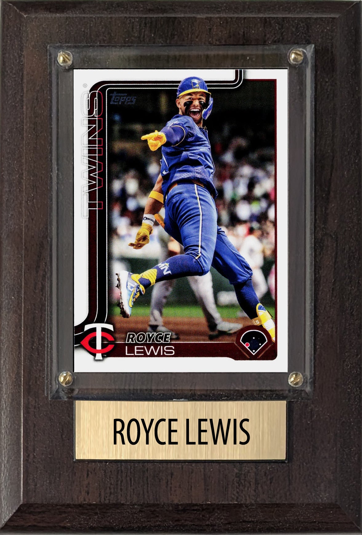 Royce Lewis Minnesota Twins 2025 2024 Topps Bowman 4x6 Gift baseball plaque with 1 trading card and engraved nameplate, 4x6 fan cave display