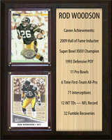 Rod Woodson Pittsburgh Steelers Hall of Fame Stats Plaque 8x10 2 Cards Prizm, Donruss, Score 2024 2025 2026