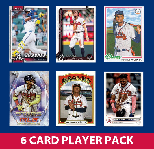 Ronald Acuna Jr 6 Card Player Pack 2025 2024 2023 Topps Bowman Atlanta Braves