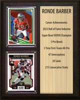 Ronde Barber Tampa Bay Buccaneers Hall of Fame Stats Plaque 8x10 2 Cards Prizm, Donruss, Score 2024 2025 2026