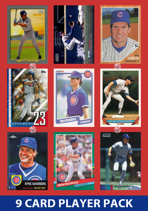 Ryne Sandberg Chicago Cubs 9 Card Legend Pack 2025 2024 2023 Topps Bowman plaque