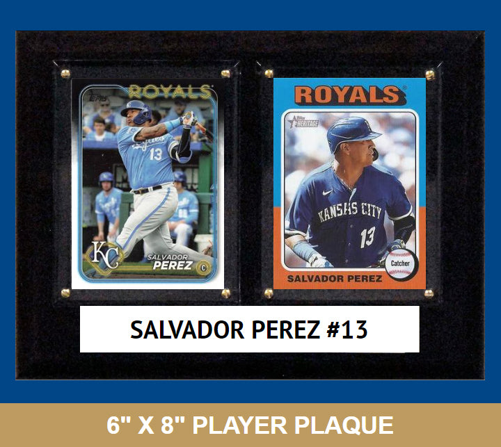 Salvador Perez Kansas City Royals 2024 Topps 2023 Card Plaque 6x8 hand-collated team set