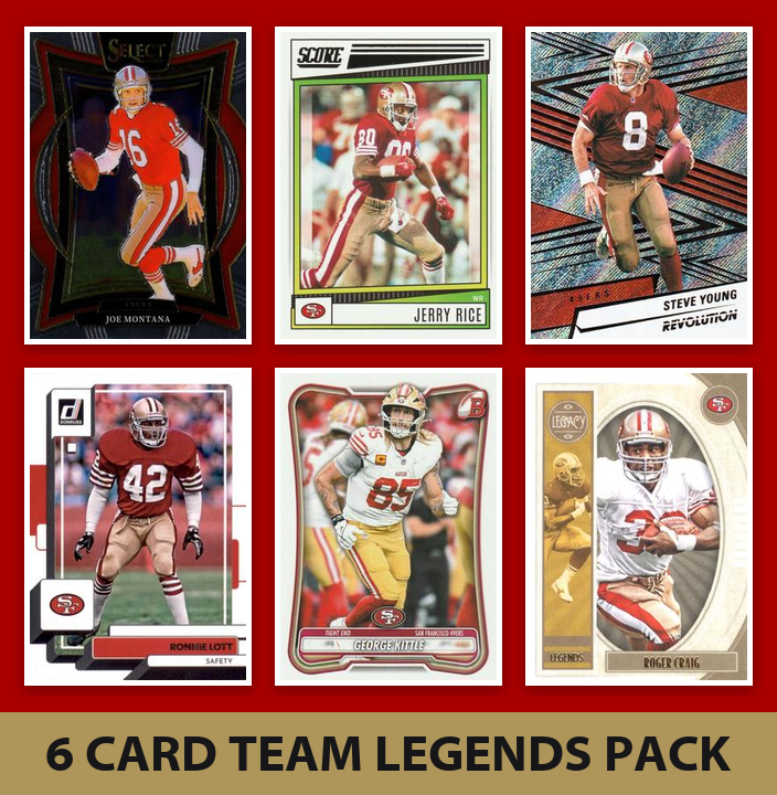 San Francisco 49ers 6 Card Legends Pack Donruss Topps Panini Rice Montana