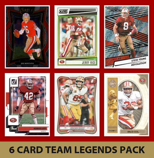 San Francisco 49ers 6 Card Legends Pack Donruss Topps Panini Rice Montana