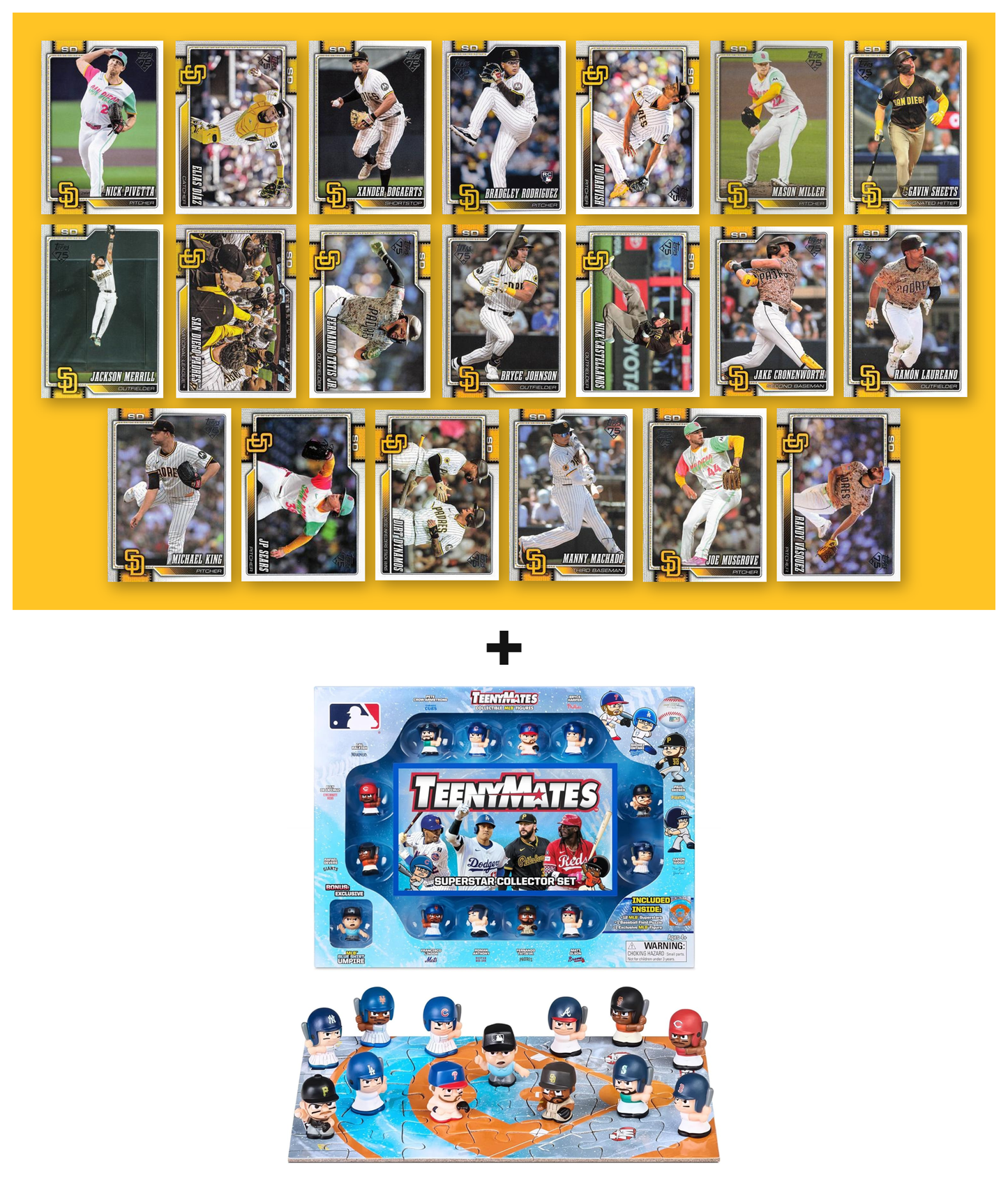 MLB TeenyMates Figures Gift Set + 2026 Topps Series 1 & 2 Team Set of Your Choice Judge Ohtani Skenes