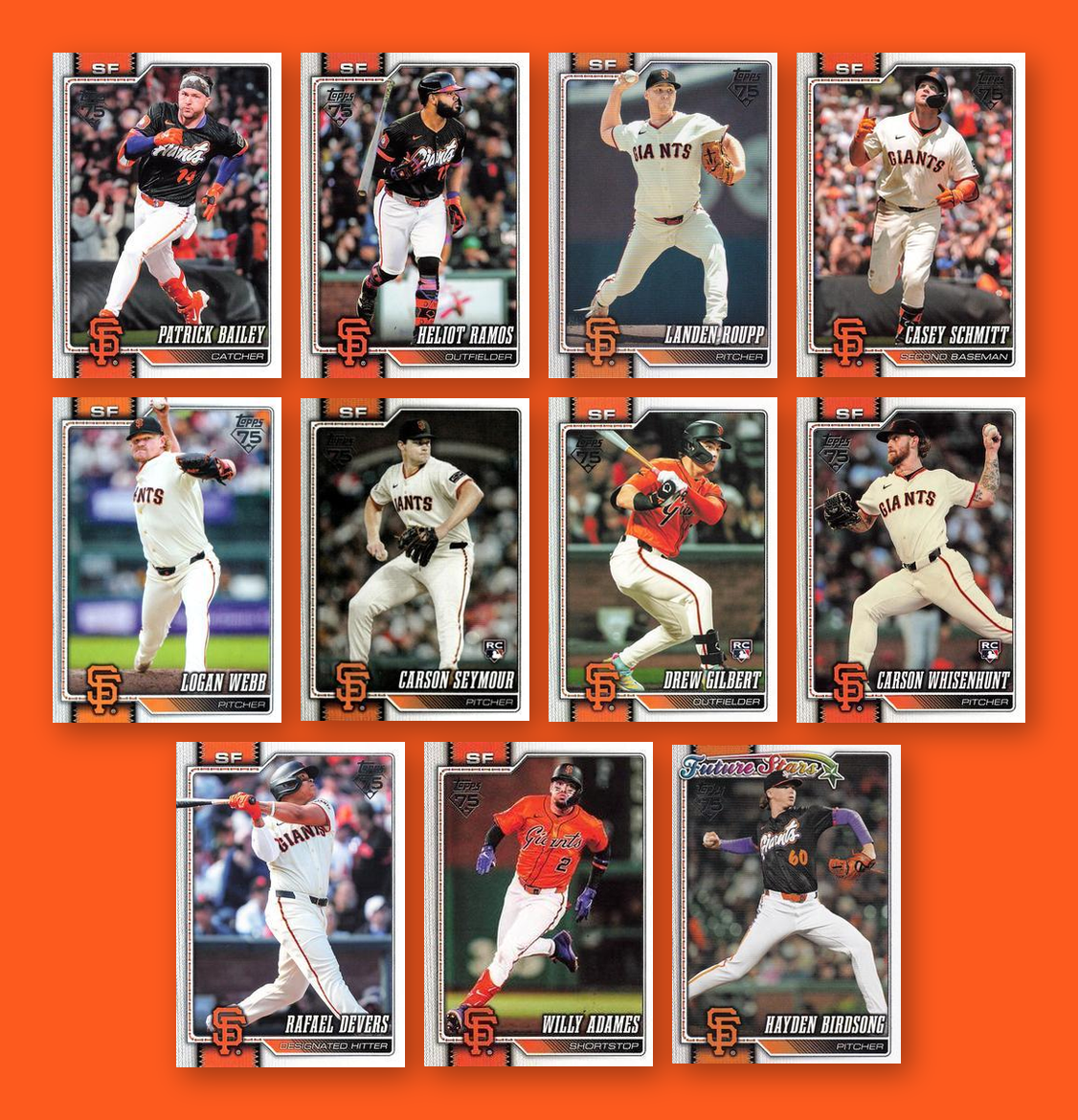 2026 Topps Series 1 & 2 Baseball Team Set 23 Cards San Francisco Giants Devers Chapman