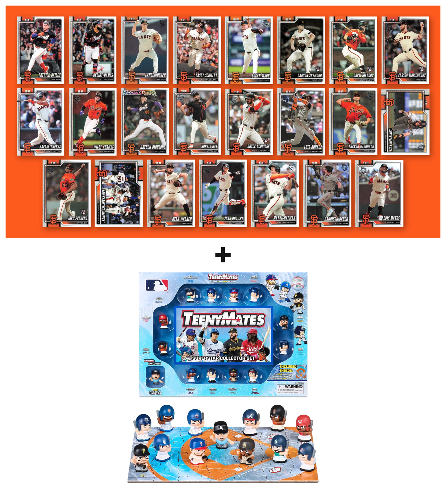 MLB TeenyMates Figures Gift Set + 2026 Topps Series 1 & 2 Team Set of Your Choice Judge Ohtani Skenes
