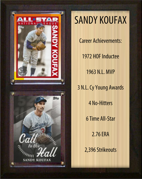 Sandy Koufax HOF Stats 8x10 plaque