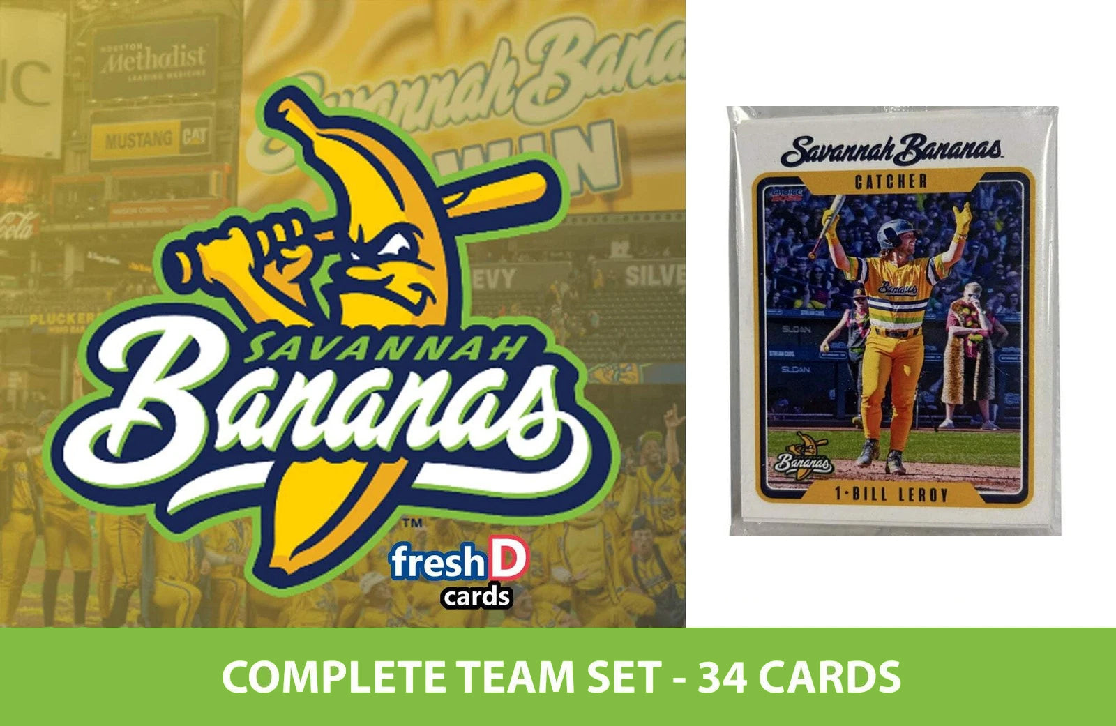 Savannah Bananas 2025 Player Cards - Complete Set - 34 Cards - Flash Tha Kid RAC plaque