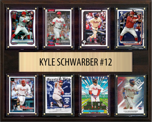 Kyle Schwarber Philadelphia Phillies Fan Gift Plaque 12x15 8 Cards Topps, Bowman 2024 2025 2026