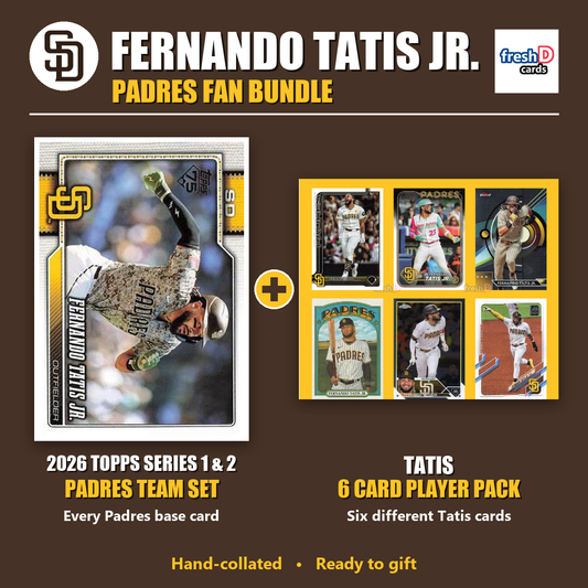 Fernando Tatis Jr. San Diego Padres Baseball Fan Bundle - 2026 Topps Series 1 & 2 Team Set + 6 Card Player Pack