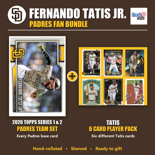 Fernando Tatis Jr. San Diego Padres Baseball Fan Bundle - 2026 Topps Series 1 & 2 Team Set + 6 Card Player Pack