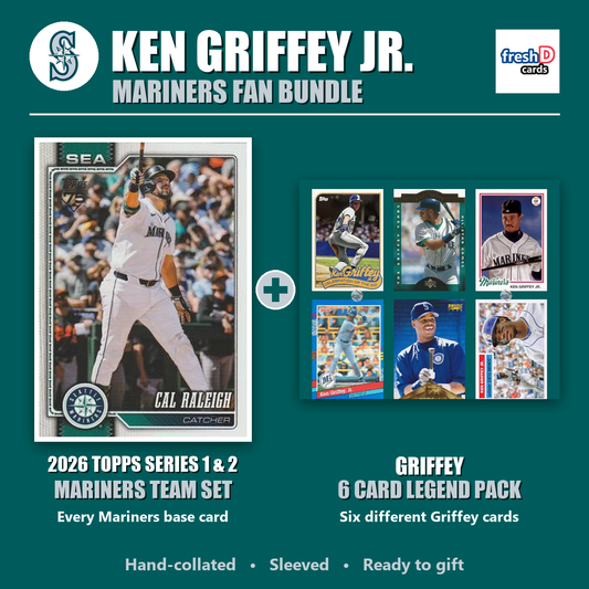 Ken Griffey Jr. Seattle Mariners Baseball Fan Bundle - 2026 Topps Series 1 & 2 Team Set + 6 Card Legend Pack