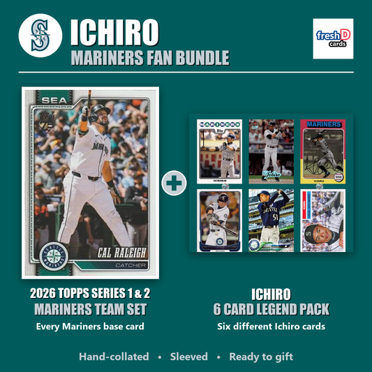 Ichiro Seattle Mariners Baseball Fan Bundle - 2026 Topps Series 1 & 2 Team Set + 6 Card Legend Pack