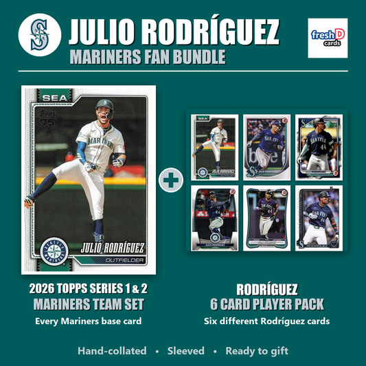 Julio Rodríguez Seattle Mariners Baseball Fan Bundle - 2026 Topps Series 1 & 2 Team Set + 6 Card Player Pack