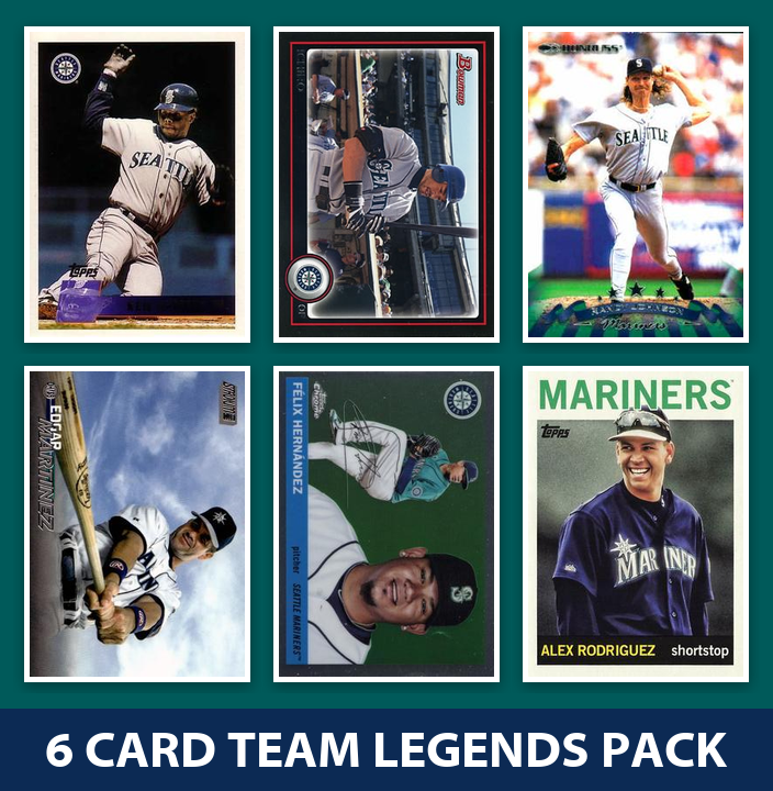 Seattle Mariners 6 Card Legends Pack Topps Bowman Ichiro Ken Griffey Buhner