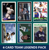 Seattle Mariners 6 Card Legends Pack Topps Bowman Ichiro Ken Griffey Buhner