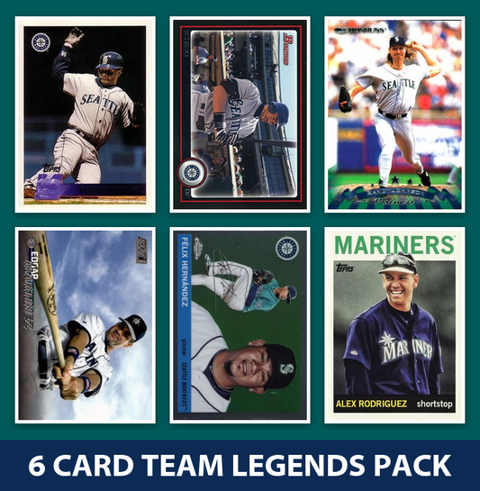 Seattle Mariners 6 Card Legends Pack Topps Bowman Ichiro Ken Griffey Buhner