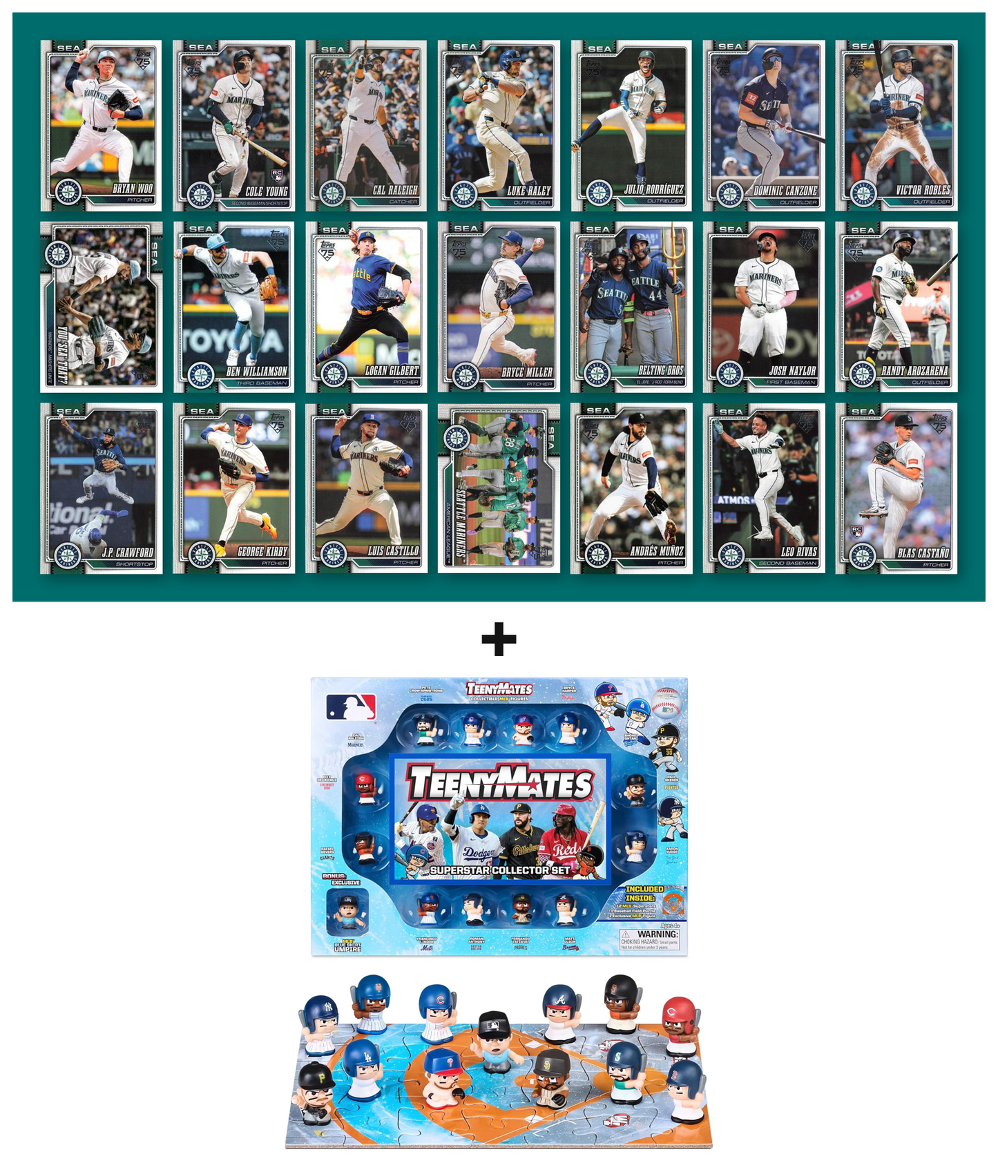 MLB TeenyMates Figures Gift Set + 2026 Topps Series 1 & 2 Team Set of Your Choice Judge Ohtani Skenes