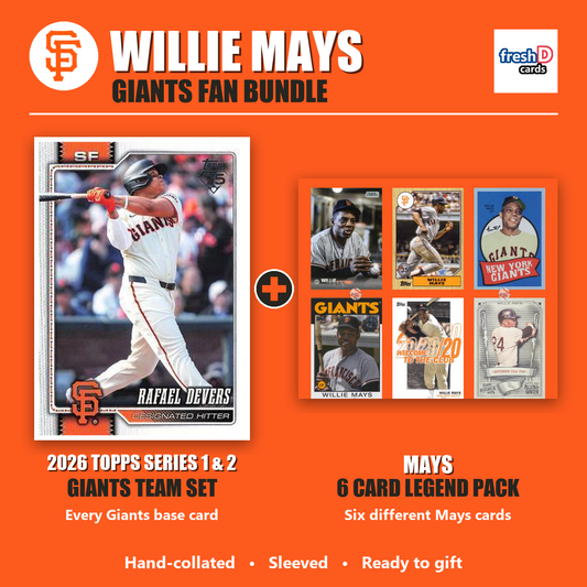 Willie Mays San Francisco Giants Baseball Fan Bundle - 2026 Topps Series 1 & 2 Team Set + 6 Card Legend Pack